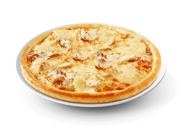 Pizza Poulet Curry avec sauce curry et oignons à Versailles.