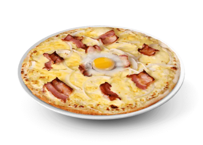 Pizza bacon avec pommes de terre et fromage fondant à Versailles.