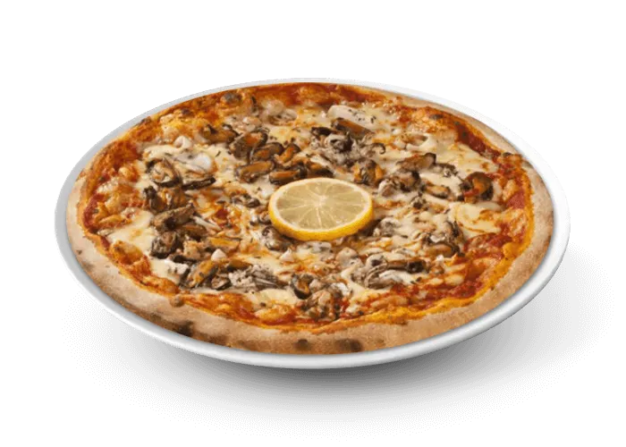 Pizza Océane avec crevettes et sauce crème à Versailles