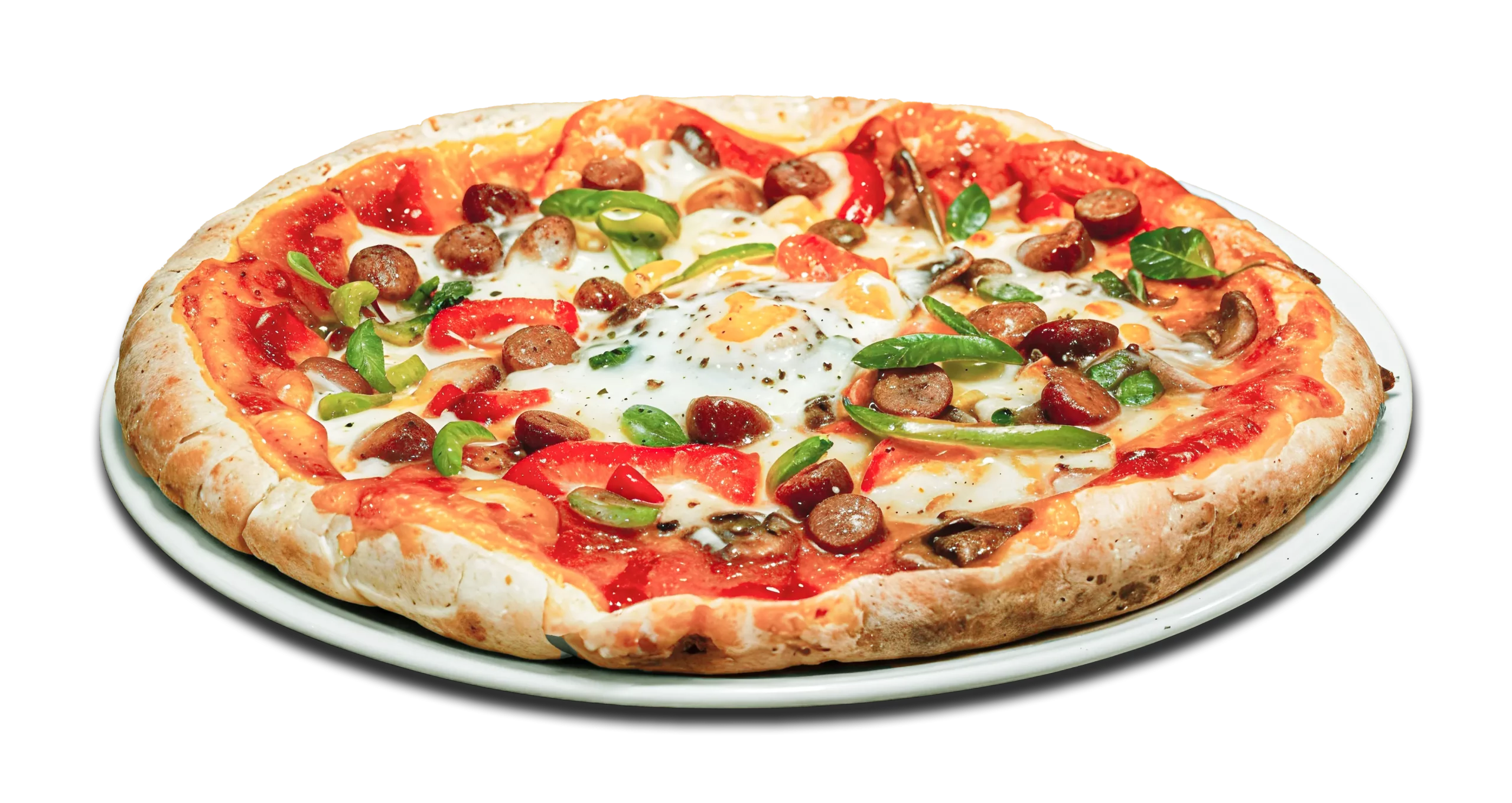 Pizza Orientale avec merguez, poivrons et œuf à Versailles