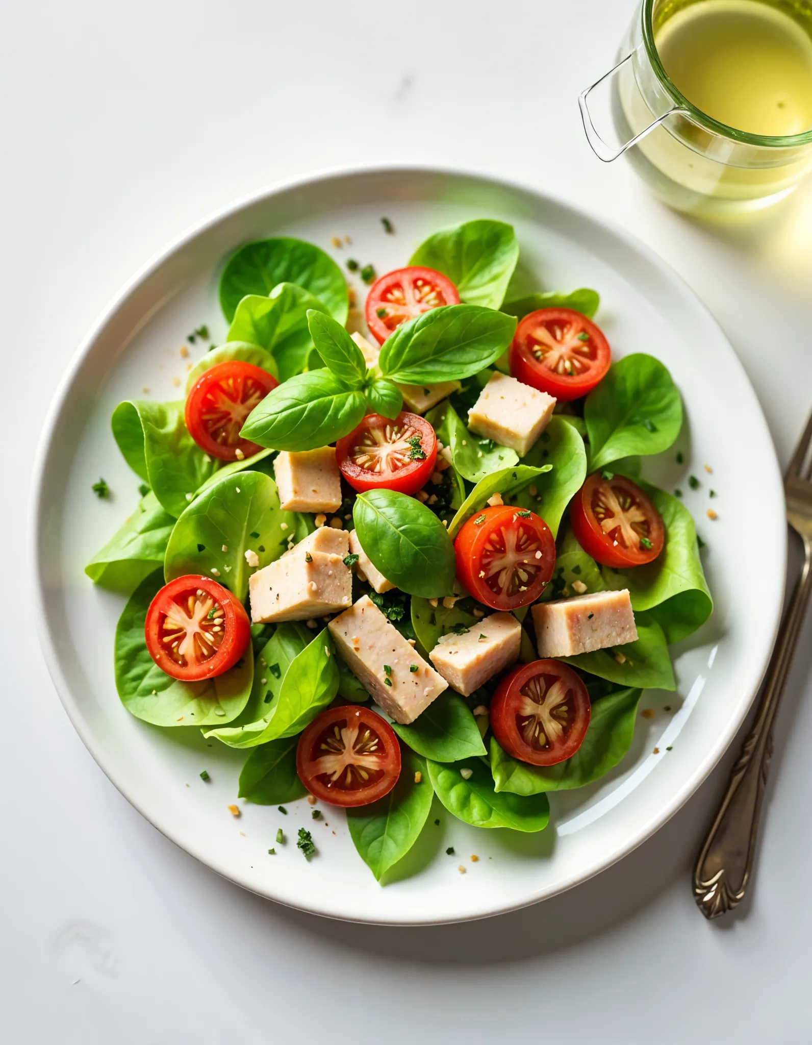 Salade fraîche avec légumes croquants, fromage et vinaigrette maison, préparée à Versailles