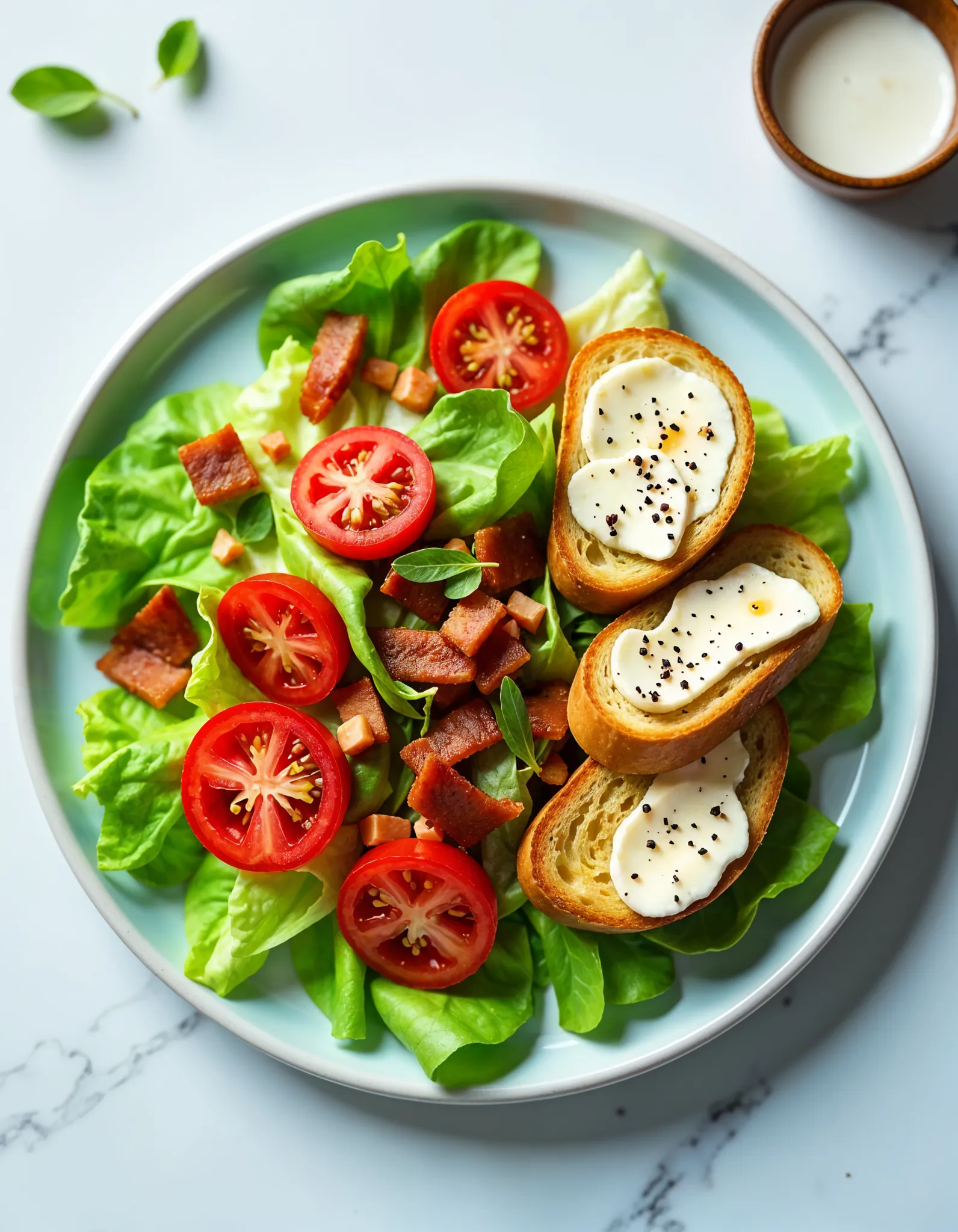 Salade fraîche avec légumes croquants, fromage et vinaigrette maison, préparée à Versailles