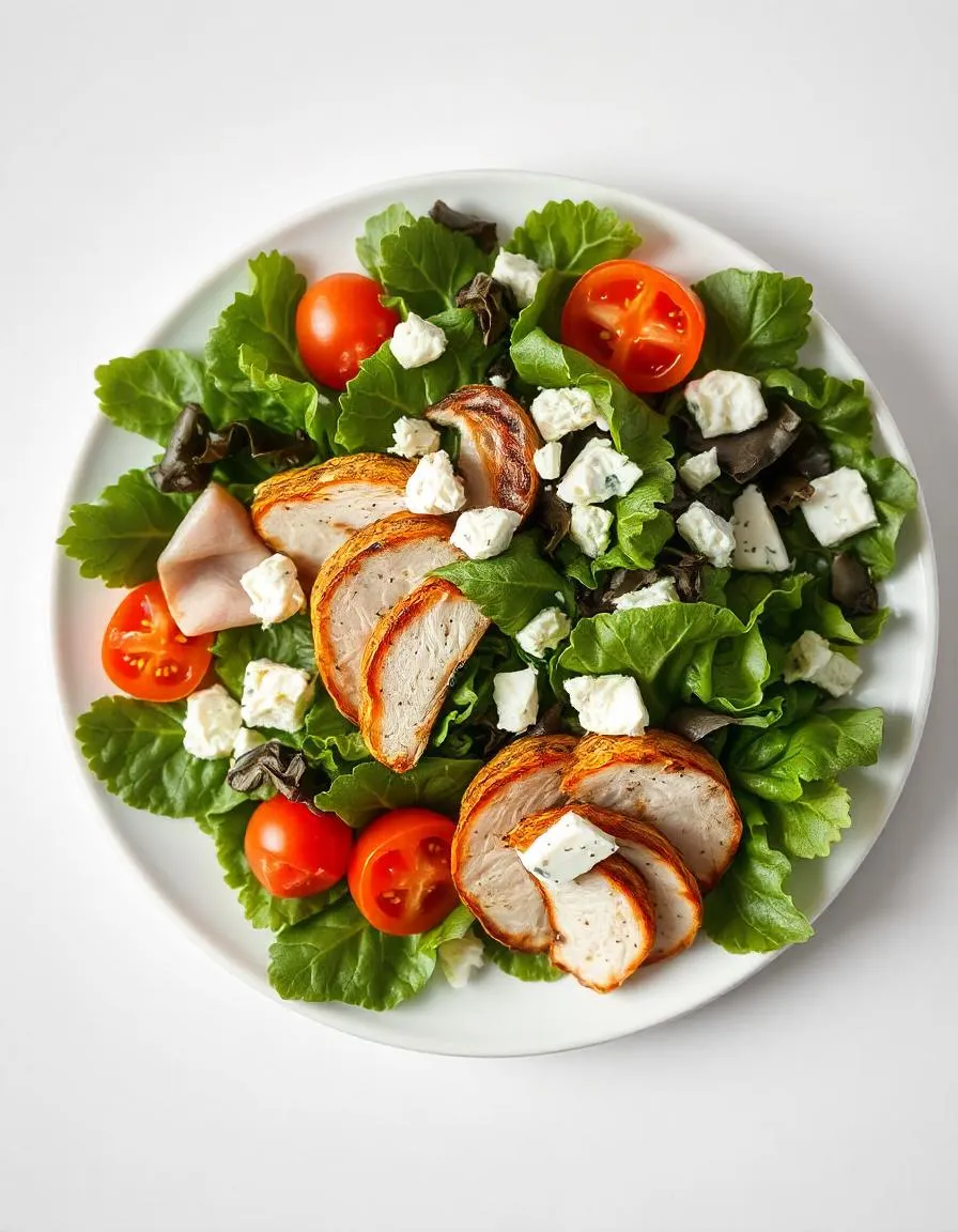 Salade fraîche avec légumes croquants, fromage et vinaigrette maison, préparée à Versailles